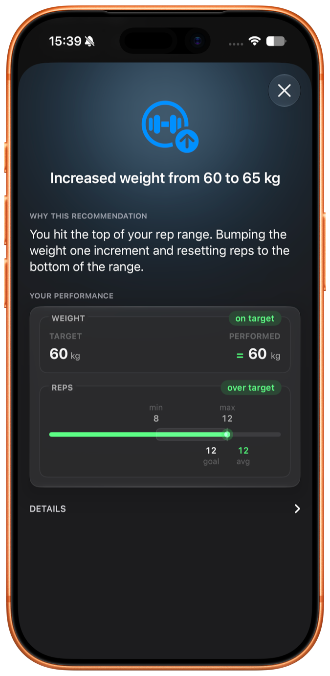 A screenshot of Steady for iPhone.