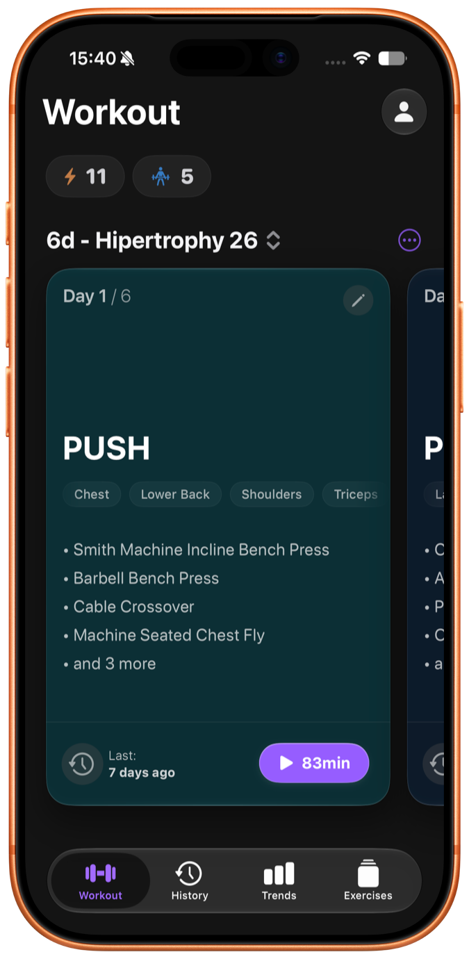 A screenshot of Steady for iPhone.