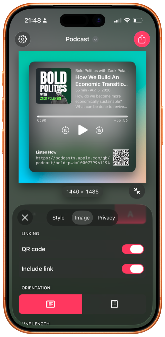 Importing a podcast URL