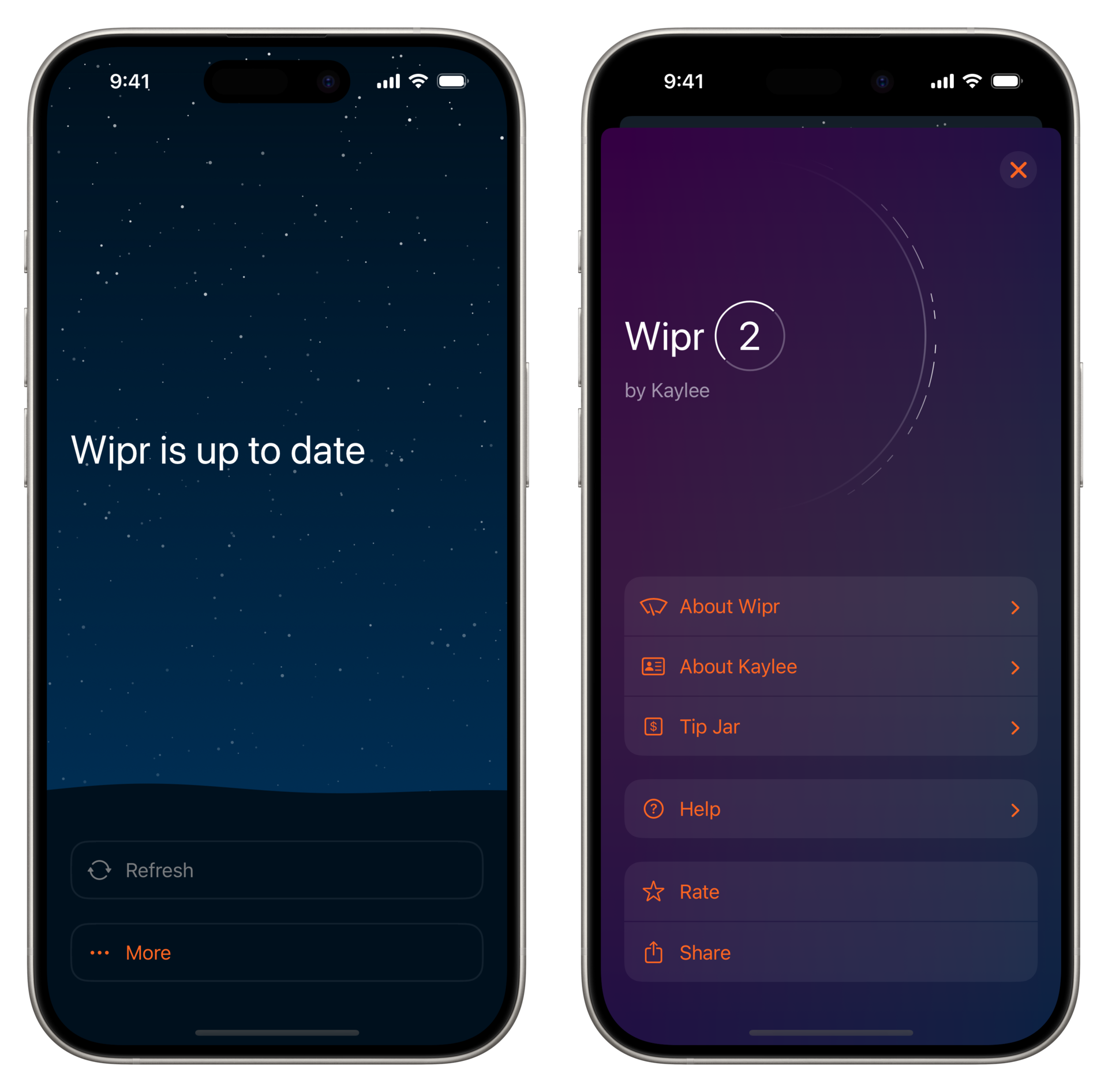 Two screenshots of Wipr 2