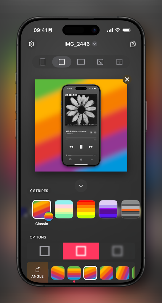 A screenshot of Shareshot using fit mode and a blurred background