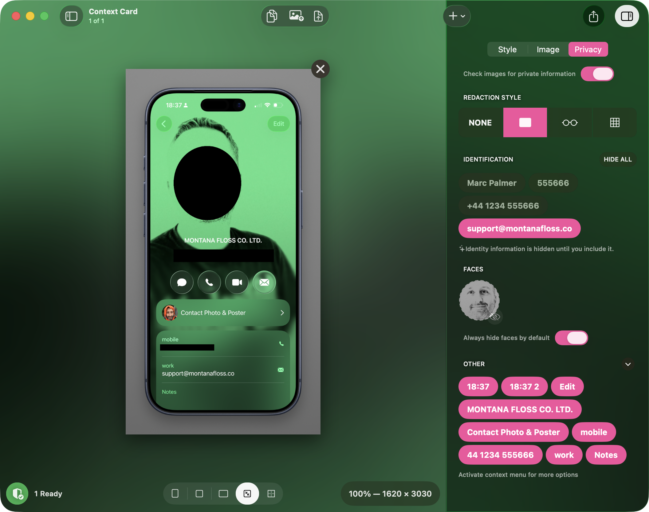 The privacy UI on Mac