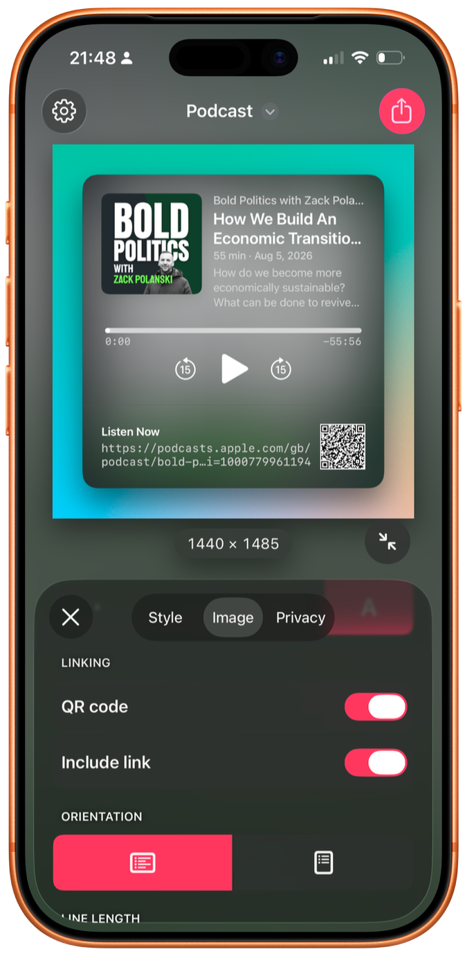 Importing a podcast URL